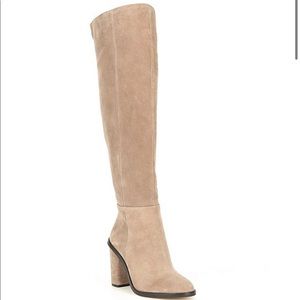 Cuccia tall over the knee suede tan boots